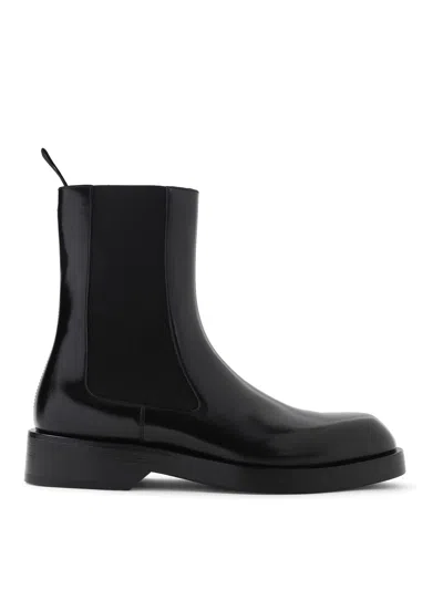 Jil Sander Leather Ankle Boots In Black