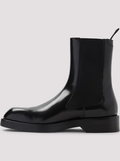 Jil Sander Leather Ankle Boots In Black