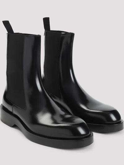 Jil Sander Leather Ankle Boots In Black
