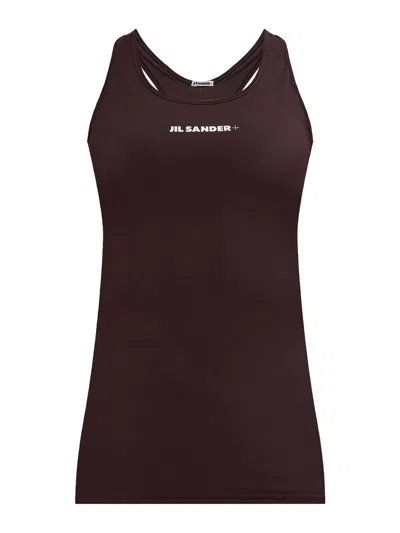 Jil Sander Fitted Racerback Sports Tank With Logo Print In Brown