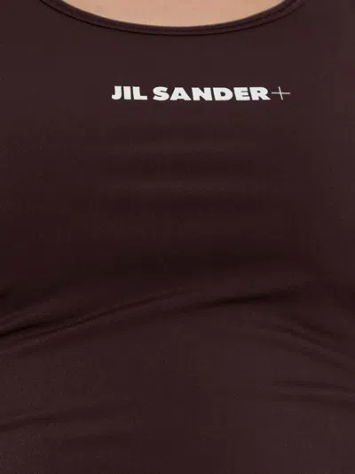 Jil Sander Fitted Racerback Sports Tank With Logo Print In Brown