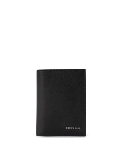Kiton Leather Passport Holder In Black