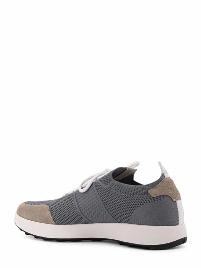 Kiton Low-top Sneakers In Mesh With Suede Profiles In Gray