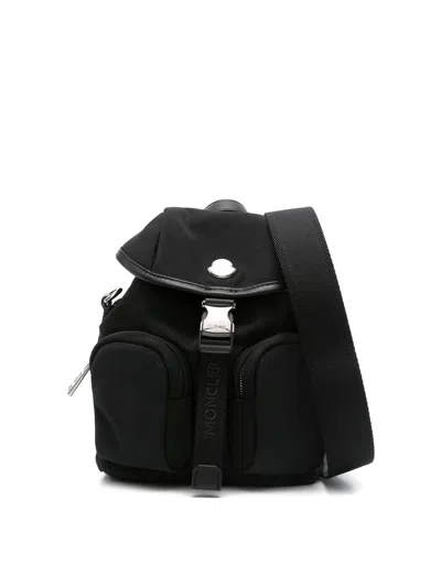 Moncler Versatile Polyester Backpack Adjustable Straps In Black