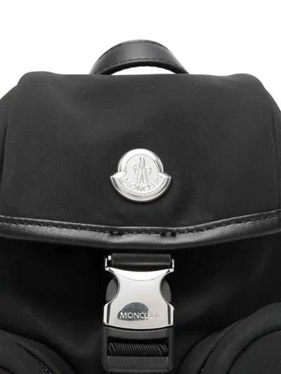 Moncler Versatile Polyester Backpack Adjustable Straps In Black