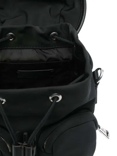 Moncler Versatile Polyester Backpack Adjustable Straps In Black