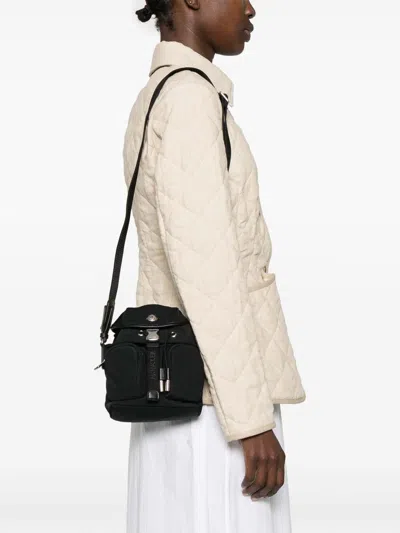 Moncler Versatile Polyester Backpack Adjustable Straps In Black