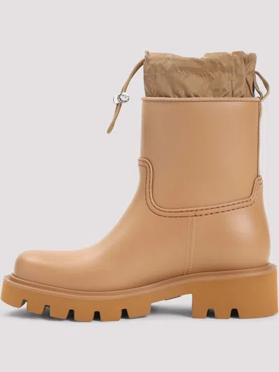 Moncler Ankle-length Waterproof Boots With Drawstring Closure In Brown