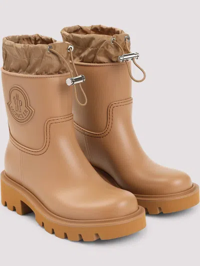 Moncler Ankle-length Waterproof Boots With Drawstring Closure In Brown