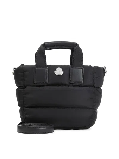 Moncler Micro Shoulder Bag With Quilted Design And Removable Strap In Black