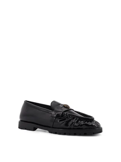 Pinko Nora Love Birds Leather Loafers In Black