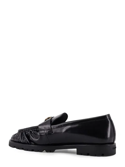 Pinko Nora Love Birds Leather Loafers In Black
