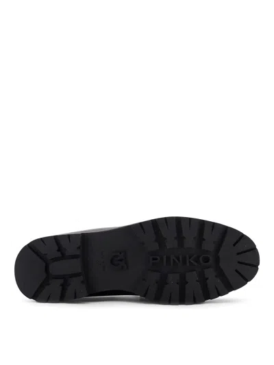 Pinko Nora Love Birds Leather Loafers In Black