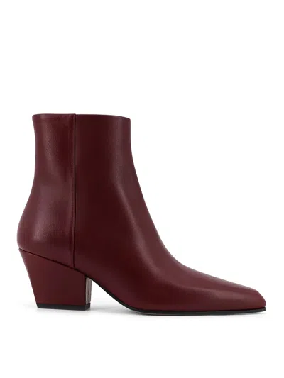 Paris Texas Ankle Boots In Rouge Noir Calf Leather In Burgundy