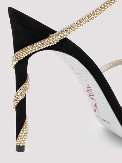 René Caovilla Crystal-embellished Stiletto Sandals With Spiraled Strap In Black