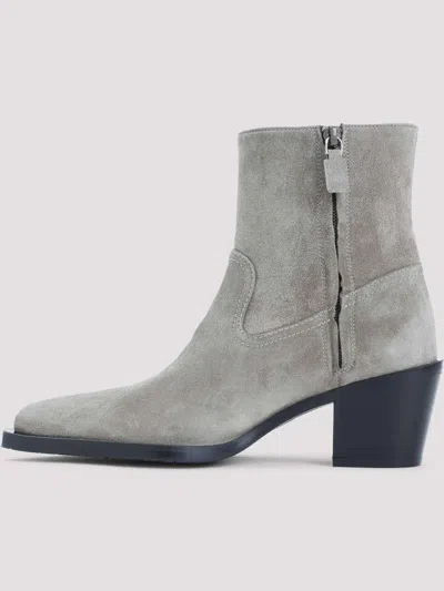 Stuart Weitzman Suede Ankle Boots With Pointed Toe In Gray