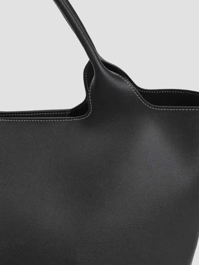 Tod's Black Tote Bag With Logo Plaque On The Front And Contrasting Stitching In Black