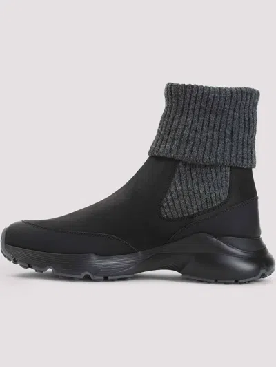 Tod's Chunky Sole Suede Leather Sneakers In Black