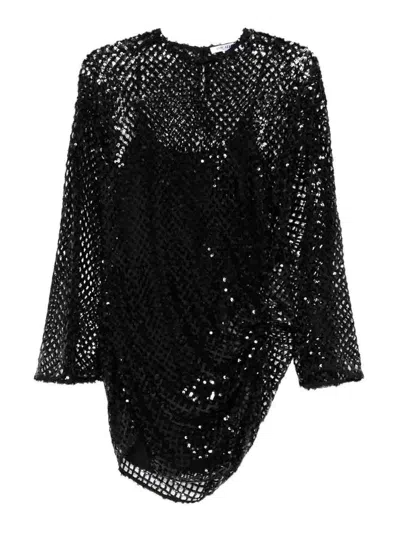 Attico Mini Abito In Rete Decorata Donna In Black