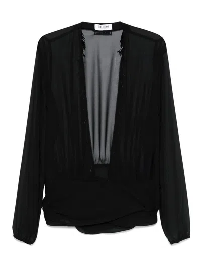 Attico Black Blouse With Deep Neckline In Black