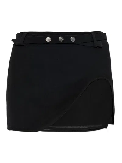Attico Wrap-style Mini Skirt With Sheer Mesh Detailing In Black