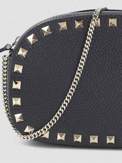 Valentino Borsa A Tracolla Rockstud In Pelle Nera Donna In Black