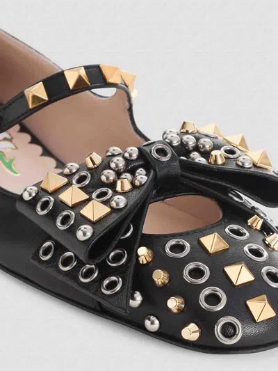 Valentino Ballerina Mary-jane Bowow With Studs In Black