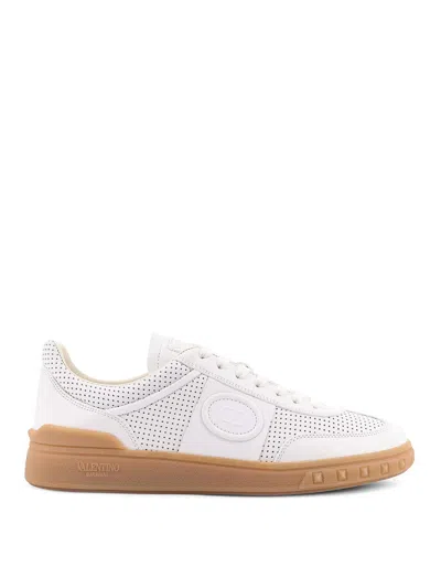 Valentino Garavani Nappa Leather Upvillage Round Toe Sneakers In White