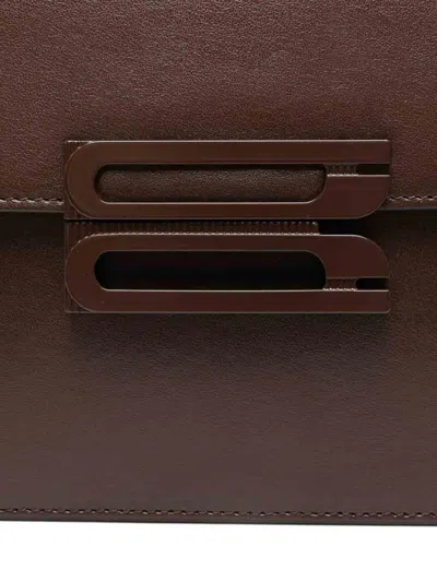 Victoria Beckham Rectangular Calfskin Shoulder Bag With Modern Clasp In Brown