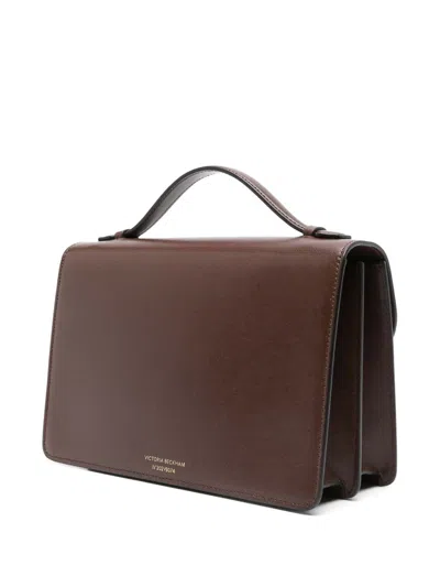 Victoria Beckham Rectangular Calfskin Shoulder Bag With Modern Clasp In Brown
