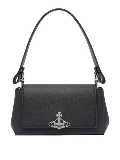 Vivienne Westwood Medium Black Smooth Shoulder Bag Hazel In Black