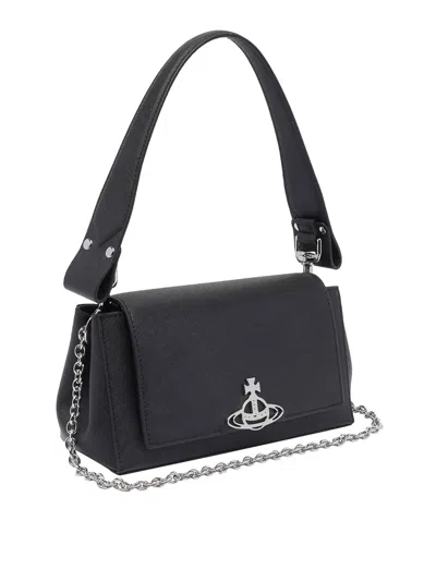 Vivienne Westwood Medium Black Smooth Shoulder Bag Hazel In Black
