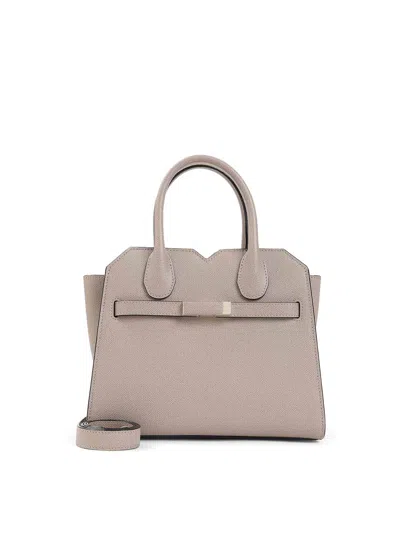 Valextra Sahara Calf Leather Milano Mini Handbag In Gray
