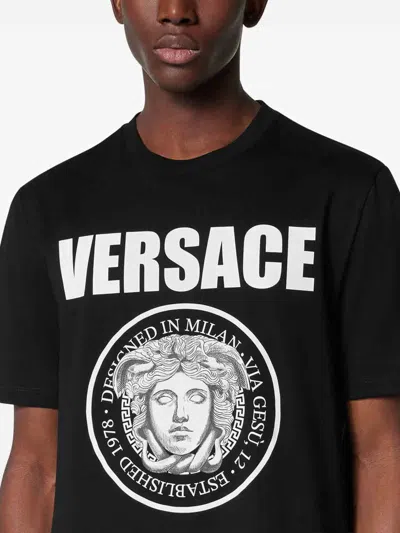 Versace T-shirt With Logo In Black