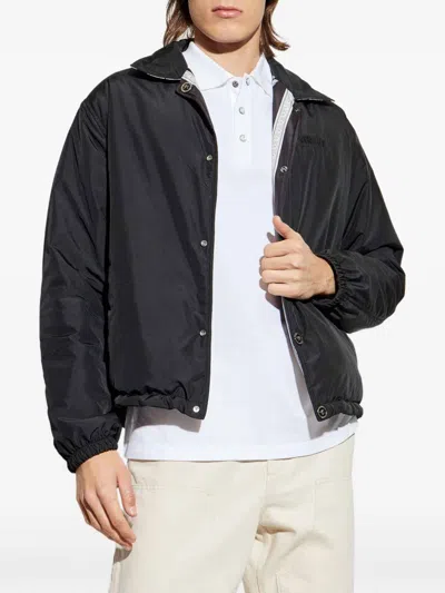 Versace Printed Drawstring Hem Jacket In Silver