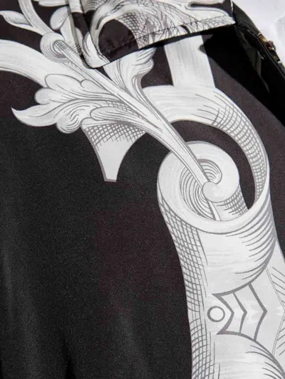 Versace Printed Drawstring Hem Jacket In Silver