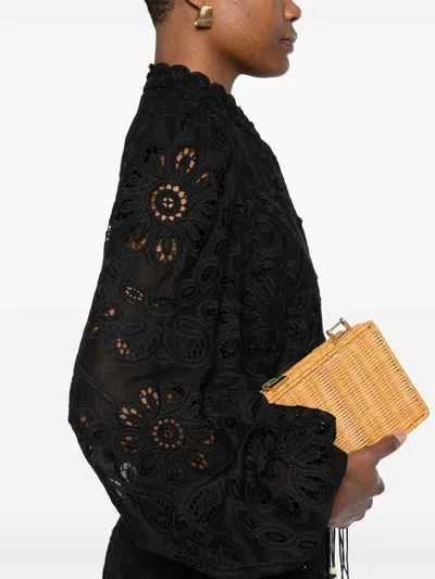 Zimmermann Rhiannon Guipure Lace Trim Cotton Shirt In Black
