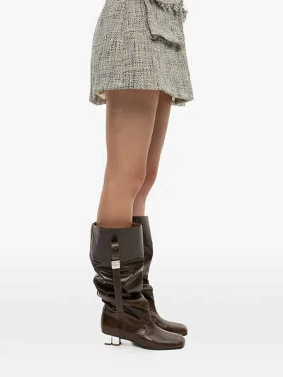 Ganni Dark Olive Knee Boots In Green
