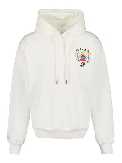 Casablanca Text Hoodie With Drawstring And Pocket In White
