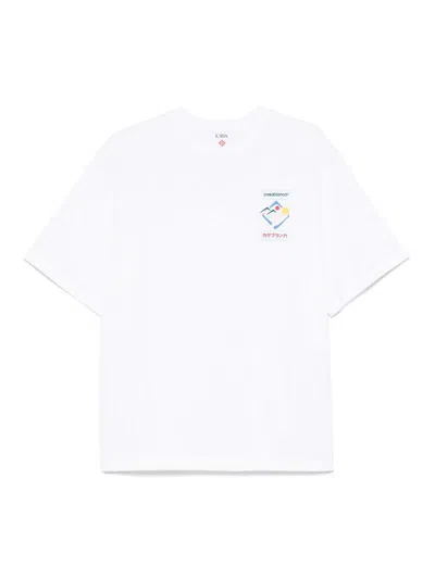 Casablanca Montagne Ondulee Crewneck T-shirt In White