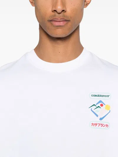 Casablanca Montagne Ondulee Crewneck T-shirt In White