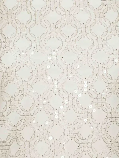 Rotate Birger Christensen Cream Mini Dress With All-over Sequins And Halter Neck In White