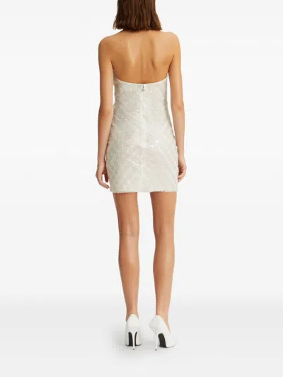 Rotate Birger Christensen Cream Mini Dress With All-over Sequins And Halter Neck In White