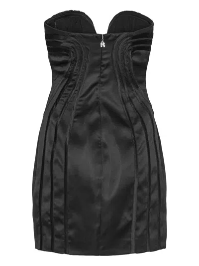 Rotate Birger Christensen Satin Mini Dress With Sweetheart Neckline Rotate In Black