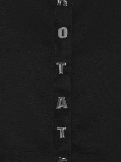 Rotate Birger Christensen Rotate Cropped Black Sweater With Padded Shoulders And Button Embellishments In Black