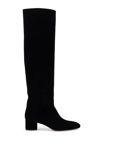 Aeyde Suede Block Heel Over-the-knee Boots In Black