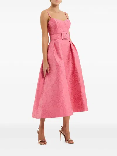 Rebecca Vallance Midi Dress With Floral Embossing In Pink
