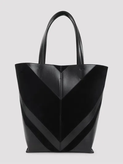Phoebe Philo Structured Black Calf Leather Shopper Bag In Black