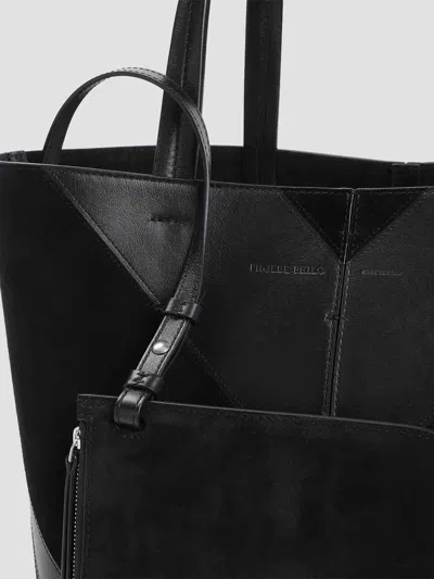 Phoebe Philo Structured Black Calf Leather Shopper Bag In Black