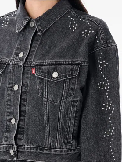 Levi's Shrunken 90s No Pleat Bejeweled Trucker Clothing In Black